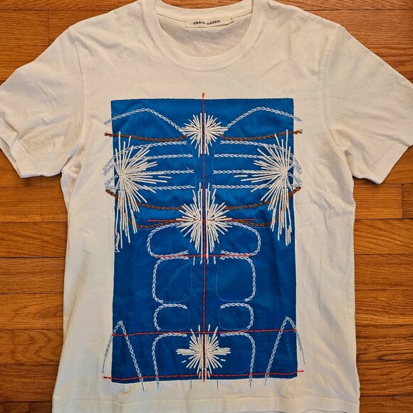 Us men's sz S Craig Green cotton/silk embriodered t-shirt - Picture 1 of 3